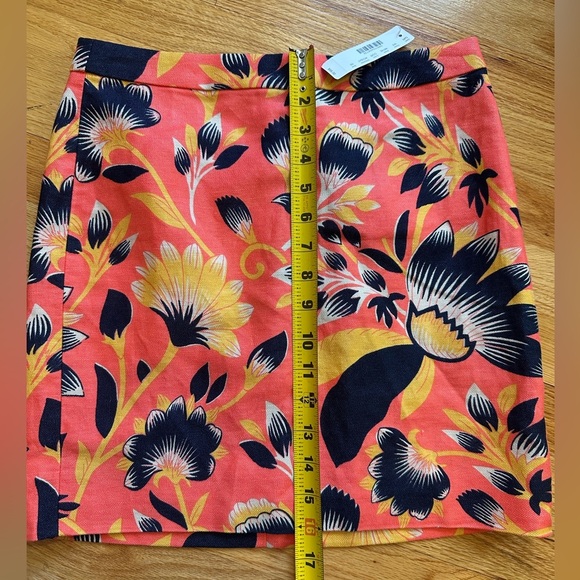 NWT J. Crew Linen Blend Mini Orange Floral Skirt - Picture 9 of 9